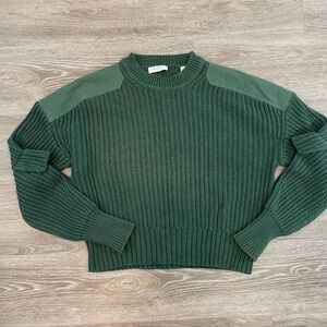 EQUIPMENT Womens Crop Knit Army Green Millitary Sweater M